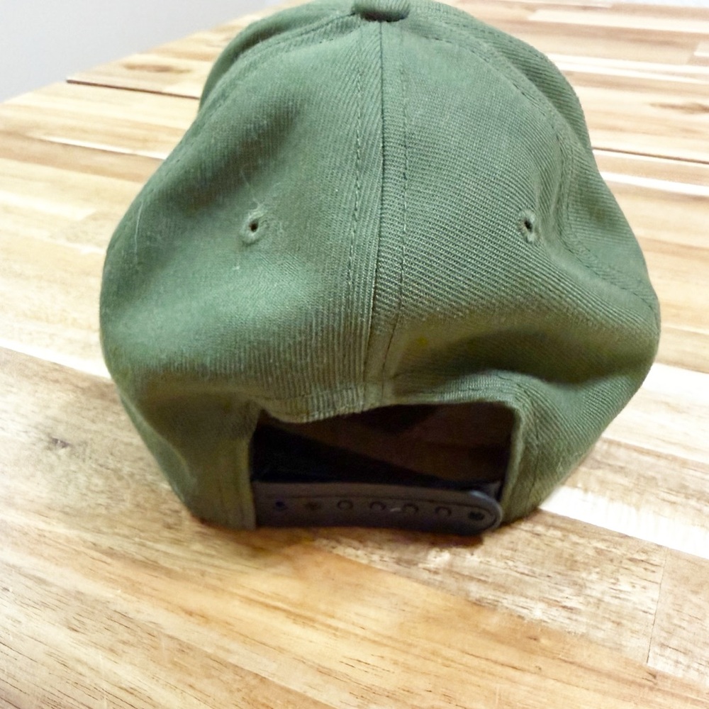 New Era Olive Army Green American Flag Military NASCAR Patch Adjustable Hat - Picture 6 of 6